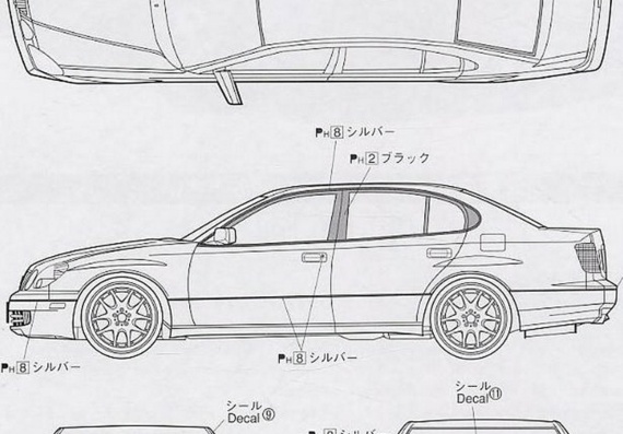 Lexuss GS 400 are drawings of the car